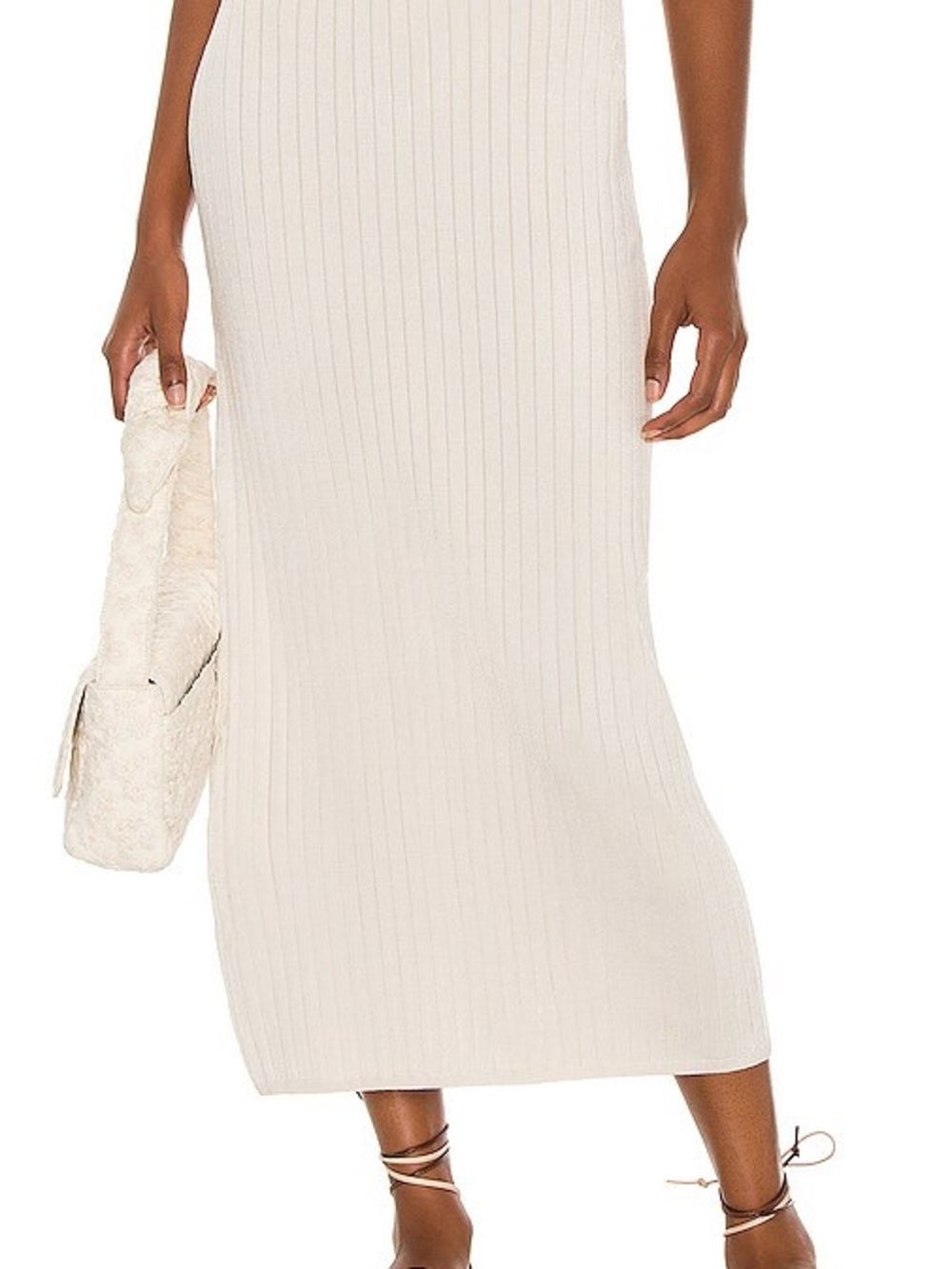 Free People Cream Ribbed Midi Skirt